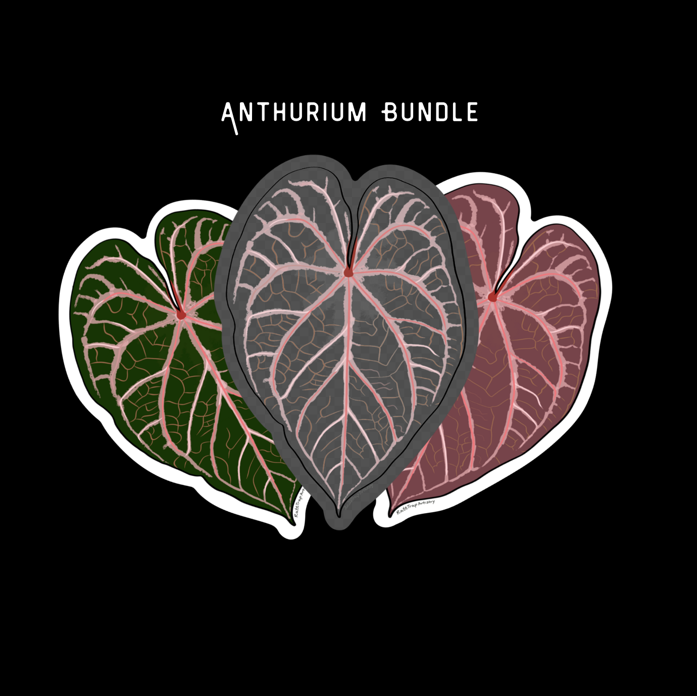Anthurium Leaf Sticker Bundle designed by RattTrap Artistry